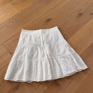Ann Taylor Loft Petite White Eyelet Tiered Mini Skirt 2P